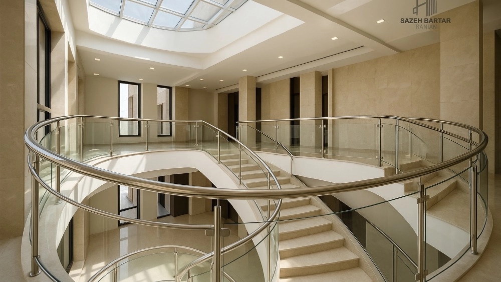 صفر تا صد اجرای هندریل شیشه خم و نرده آلومینیوم در استان البرز با سازه برتر ایرانیان